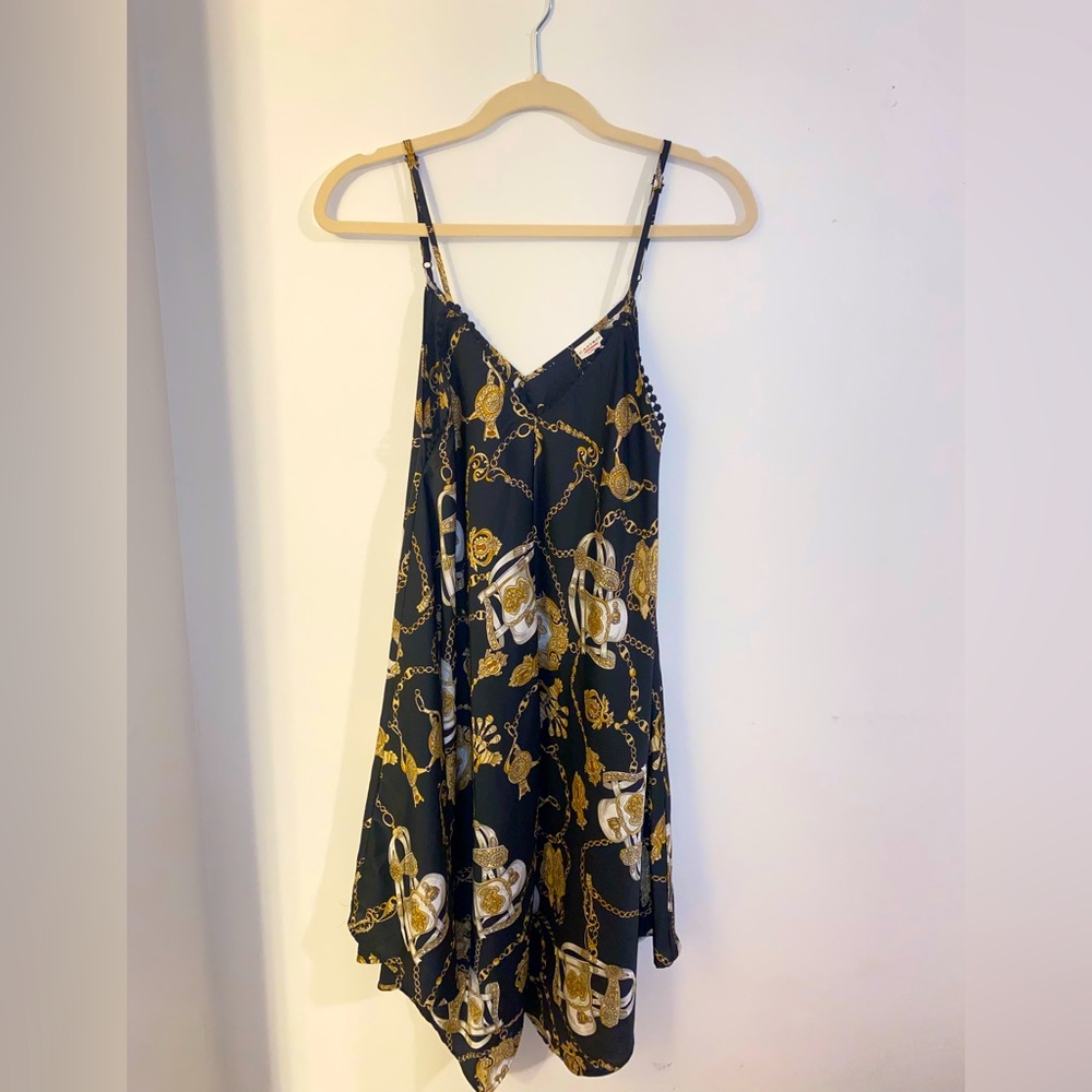 Black, gold and white summer dress
